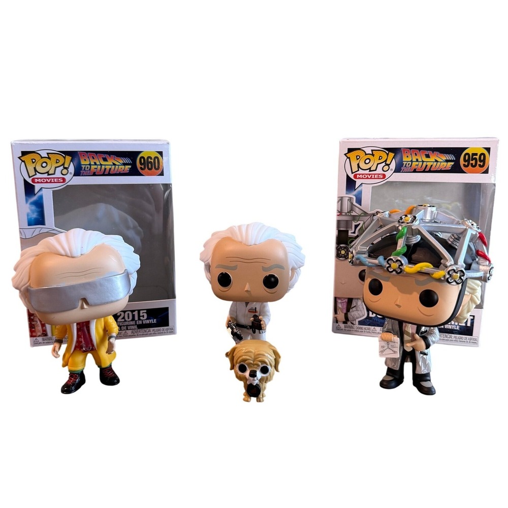 LOT Funko Pop Back to the Future Doc Brown Einstein 959 960 Movie Collectible